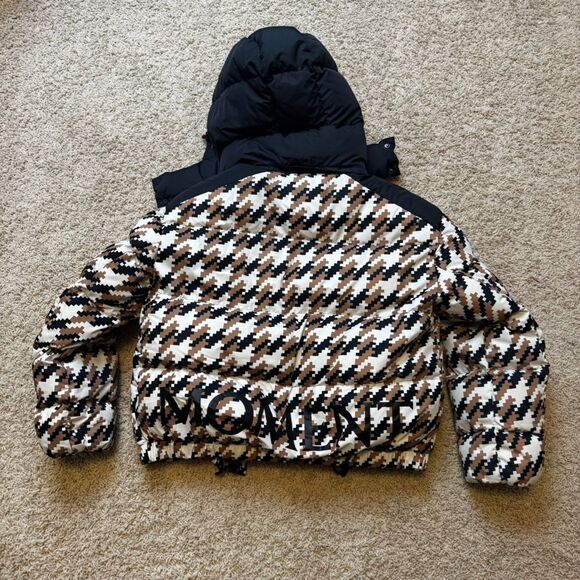 Perfect Moment Women's Houndstooth Ski Jacket Puffer - Camel, Black & White - Picture 8 of 12